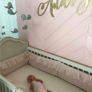 Restoration Hardware Ruffled Voile Crib Skirt & Bumper in Petal Pink